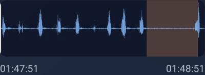 Real phone breathing record: a quieter marked interval between sound peaks.